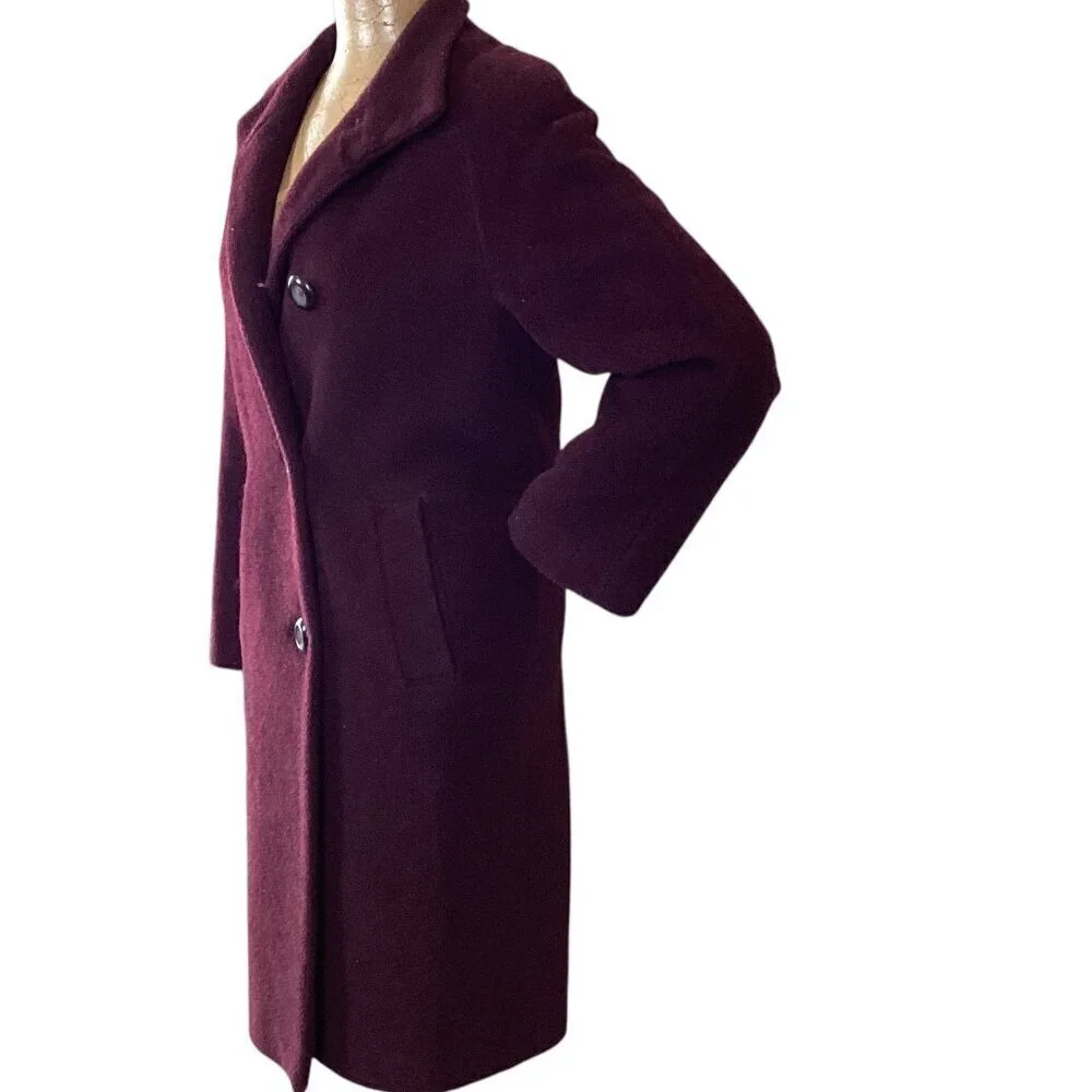 Jones New York‎ Walker Coat Wool Nylon Alpaca Sz 6 Burgundy Red #3L